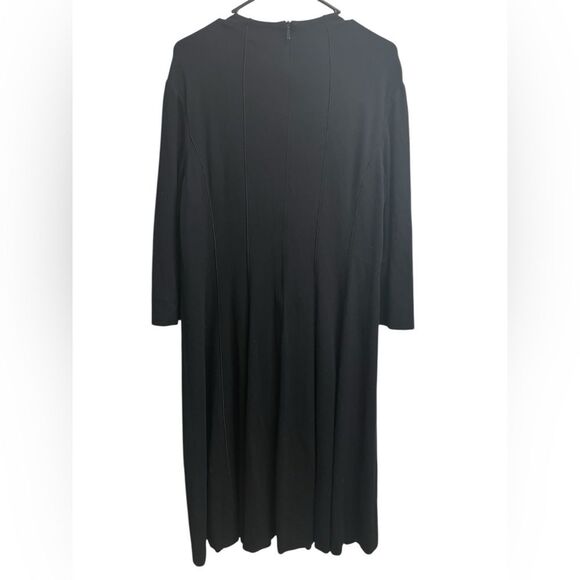 Lafayette 148 Black Jersey Knit Fit and Flare Mock Neck 3/4 Sleeve Dress SZ XL - Picture 2 of 5